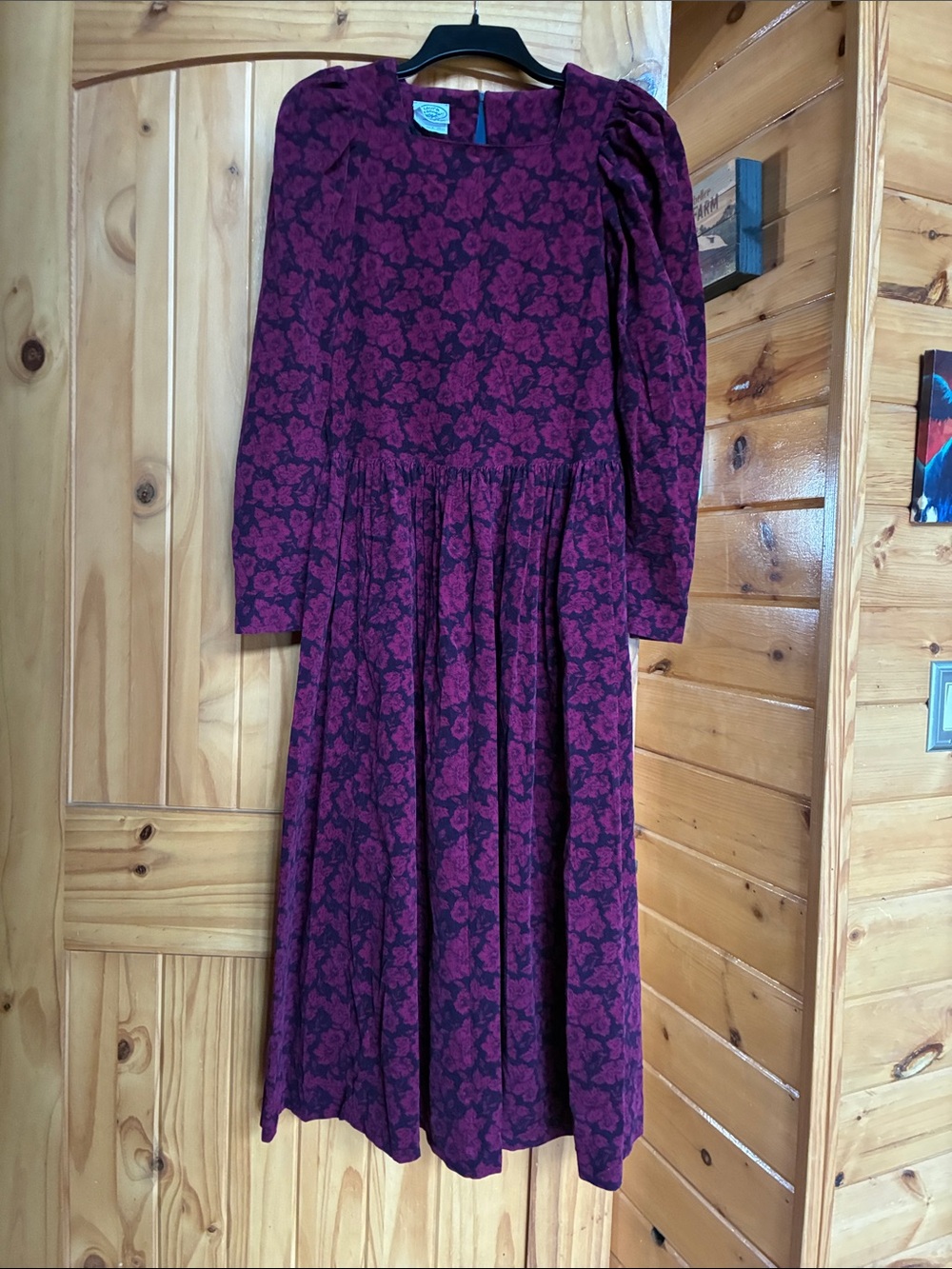 Vintage Laura Ashley floral corduroy midi dress